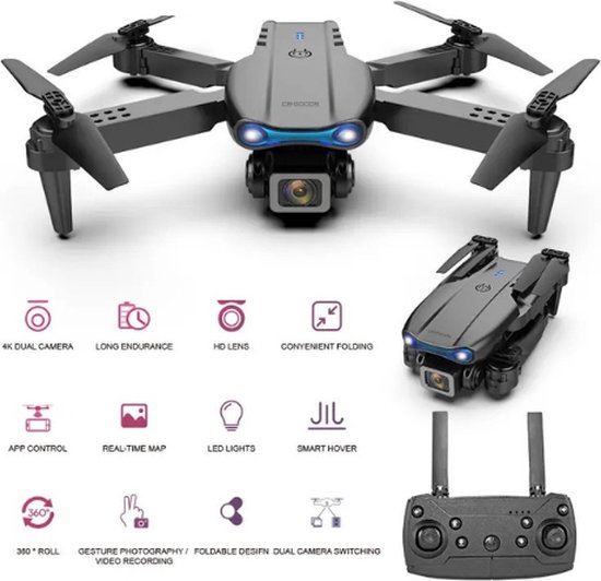 CB-Goods Drone met 4K Camera | Drone met Camera voor Buiten/Binnen | Mini Drone | Drone voor Kinderen/Volwassenen | Tiktok | Inclusief Opbergtas | Grijs