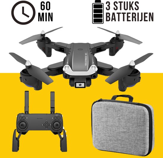 Killerbee X5 Drone - Quad Drone met camera voor buiten en binnen met optical flow - Drone voor kinderen en volwassenen - Ultra fly more combo met 60 minuten vliegtijd - inclusief gratis cursus- inclusief luxe opbergtas en 3 accu's.