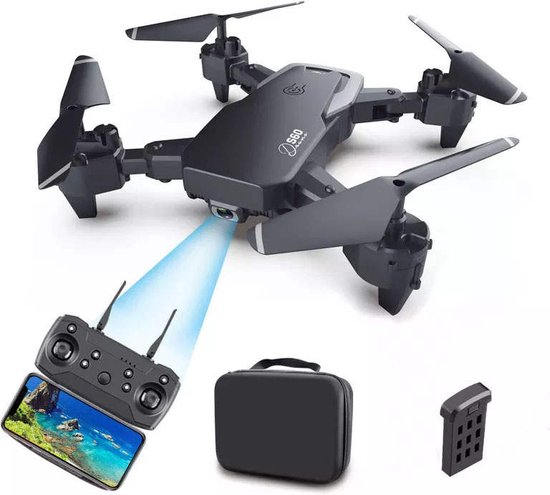 LotaHome - Quad Drone 4K Dubbele Camera - 40 Minuten Vliegtijd - Professionele Mini Drone - Geen Rijbewijs - Inclusief 2 Accu's, Opbergtas en Diverse Accessoires - Voor Binnen & Buiten - Full HD - Drone - Quadcopter - Zwart - WiFi