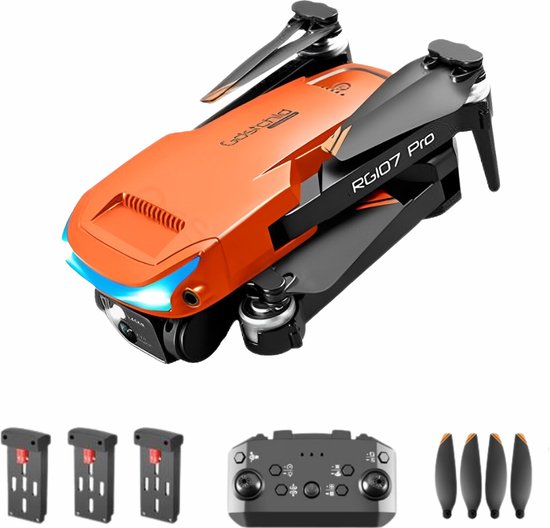 4k Mini drone - Inclusief 2 Batterijen & Reserve Onderdelen - Obstakel Ontwijking - Automatisch Volgen - 100m Bereik - Oranje