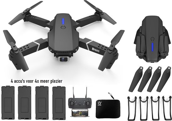 E88 Drone - Drone met camera en opbergtas - Drone met Camera voor Buiten/Binnen - Mini Drone - Drone voor Kinderen/Volwassenen - Inclusief 3 accu's