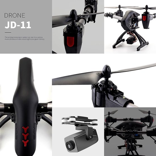 Jd-11 Selfie 2mp Hd Camera 6-assige lange vliegende vliegtuigen 24g Wifi Fpv afstandsbediening Rc Quadcopter Drone