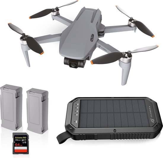 Tedroka C-Fly Drone met GPS 4K-camera | Vliegtijd van 52 minuten | FPV Borstelloze Drone | Professionele Drone | 4K UHD-video | inclusief 2 batterijen, powerbank 10.000 mah&draagbaretas en 64 GB SD kaart