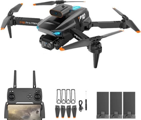 Centechia P10 Mini Drone - 4k Drone Met 3 Batterijen & Reserveonderdelen - Automatische Obstakelontwijking & Hover Mode - 360º Tumbling - 200 Meter Bereik